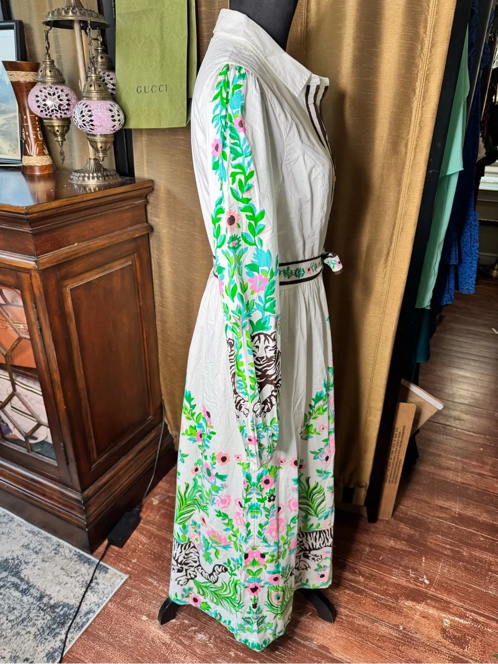 NWT Lilly Pulitzer Luanne Stretch Midi Shirt Dress Royal Zoo Size 12 $328 - Picture 5 of 10